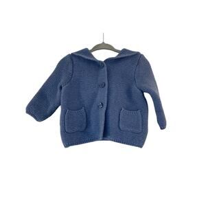 Old Navy Boy's Blue Knitted Button Up Hooded Cardigan / Size: 3-6 Months
